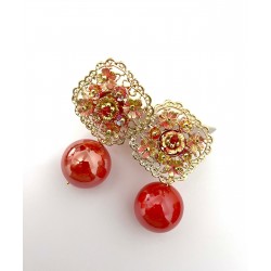 PENDIENTES NENUFAR ROJO