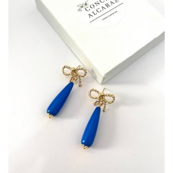 PENDIENTES NONA AZUL PAVO