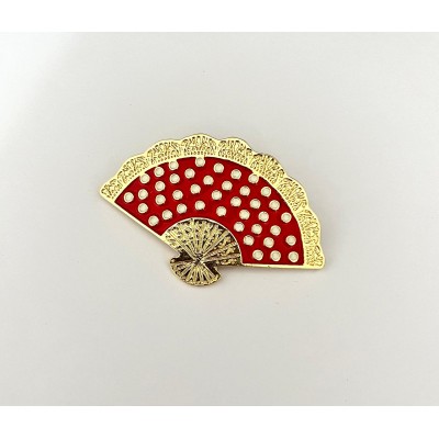 BROCHE ABANICO LUNARES ROJO