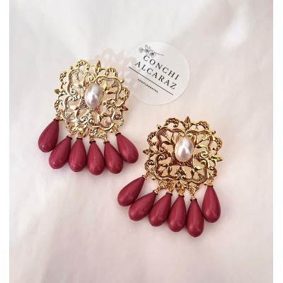 PENDIENTES SALAZAR ROSA OSCURO