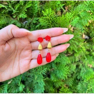 PENDIENTES MINA ROJO NIÑA