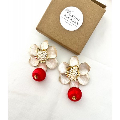 PENDIENTES MANILA ROJO