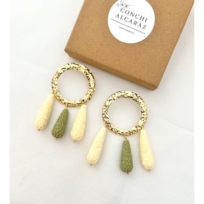 PENDIENTES OLIMPIA BEIGE Y...