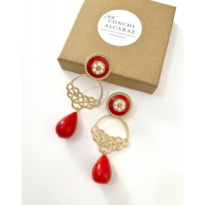 PENDIENTES DINDO ROJO