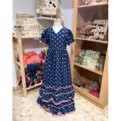 BATA QUEJIO NIÑA AZUL LUNAR...