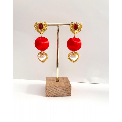 PENDIENTES GRANA ROJO