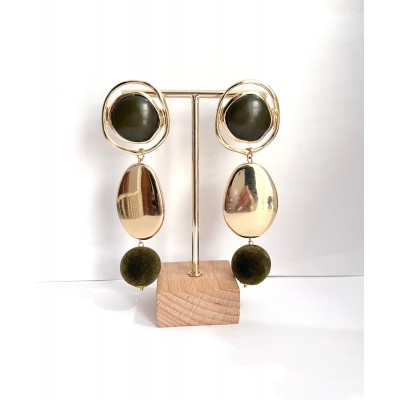 PENDIENTES RUMBA VERDE CAQUI