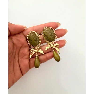 PENDIENTES CAMAFEO VERDE PERA