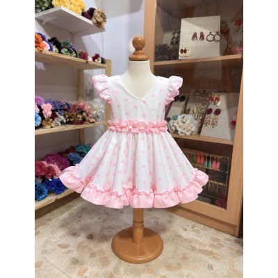 TRAJE LOLA BLANCO Y ROSA BEBE